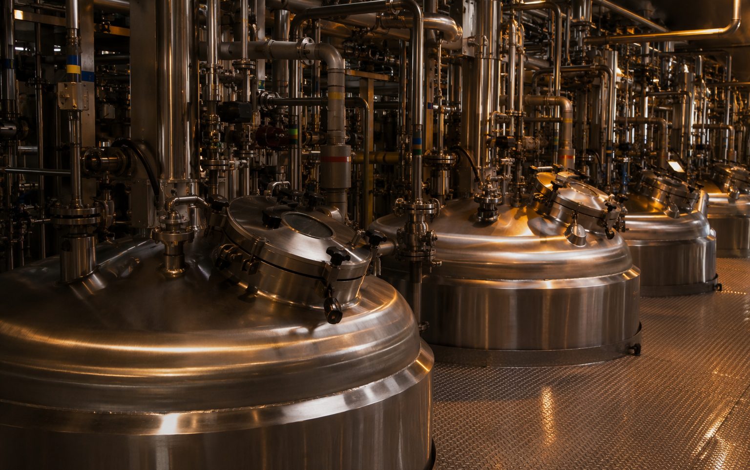 Chemical processing plant reactors and piping
