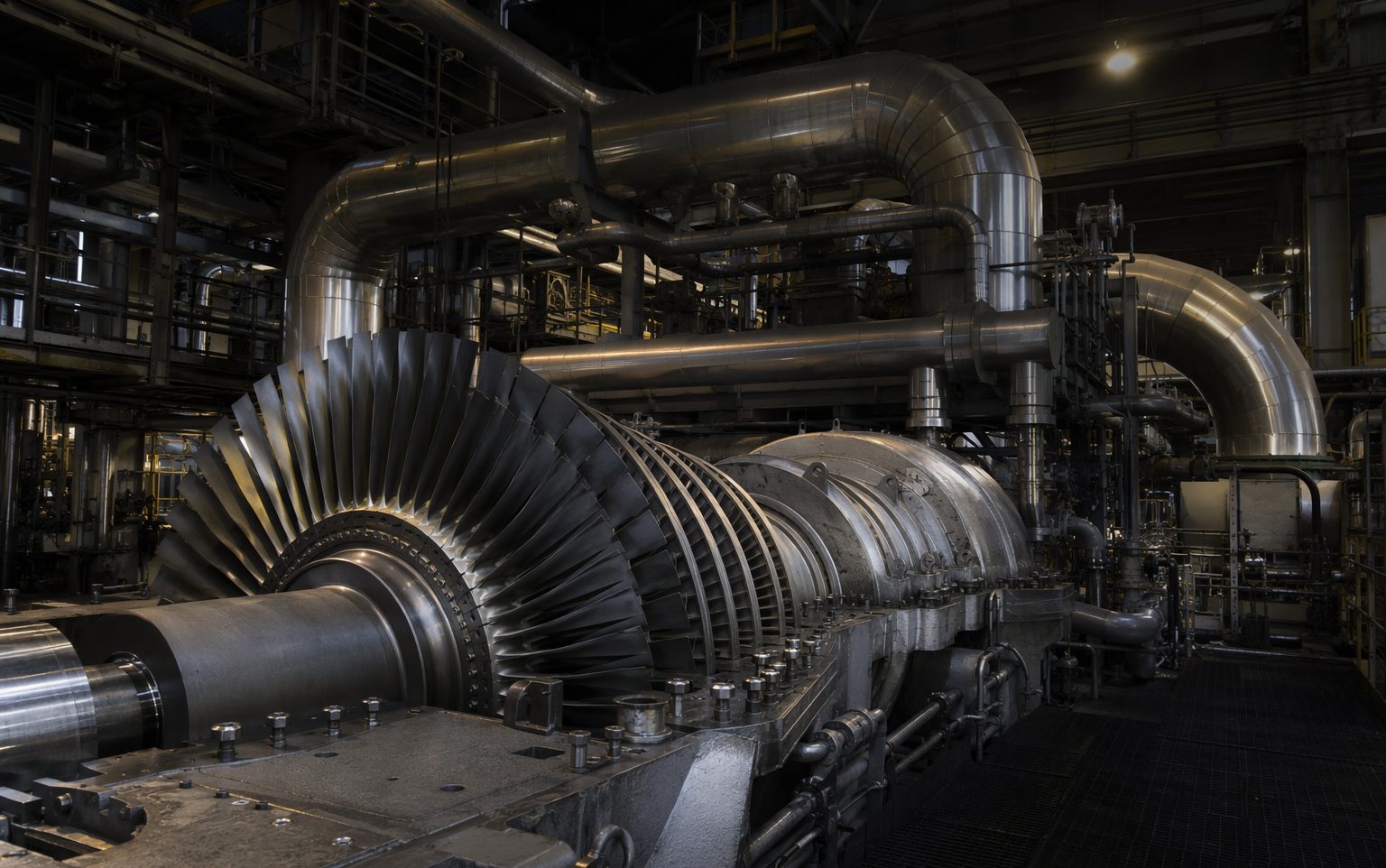 Power plant steam turbine hall